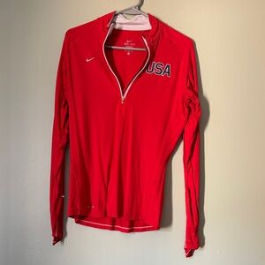 Nike Red USA Half-Zip Long Sleeve Shirt